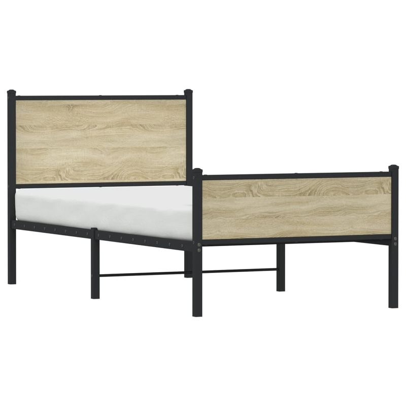 Casa si Gradina - Mobilier - Paturi si accesorii - Paturi - Cadru de pat metalic fara saltea, stejar sonoma, 80x200 cm - Infinity.ro