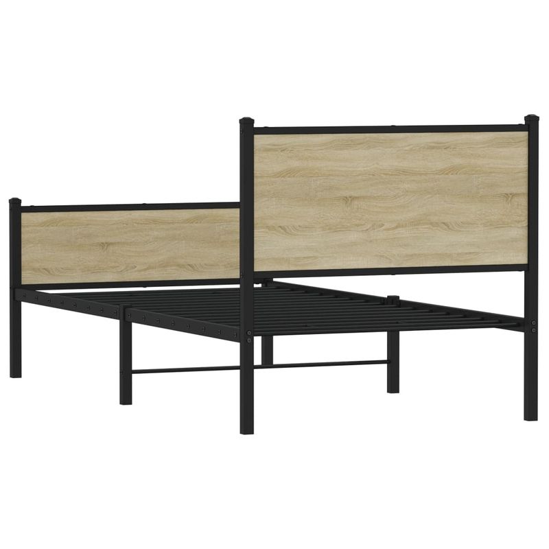 Casa si Gradina - Mobilier - Paturi si accesorii - Paturi - Cadru de pat metalic fara saltea, stejar sonoma, 80x200 cm - Infinity.ro
