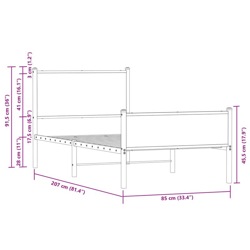 Casa si Gradina - Mobilier - Paturi si accesorii - Paturi - Cadru de pat metalic fara saltea, stejar sonoma, 80x200 cm - Infinity.ro