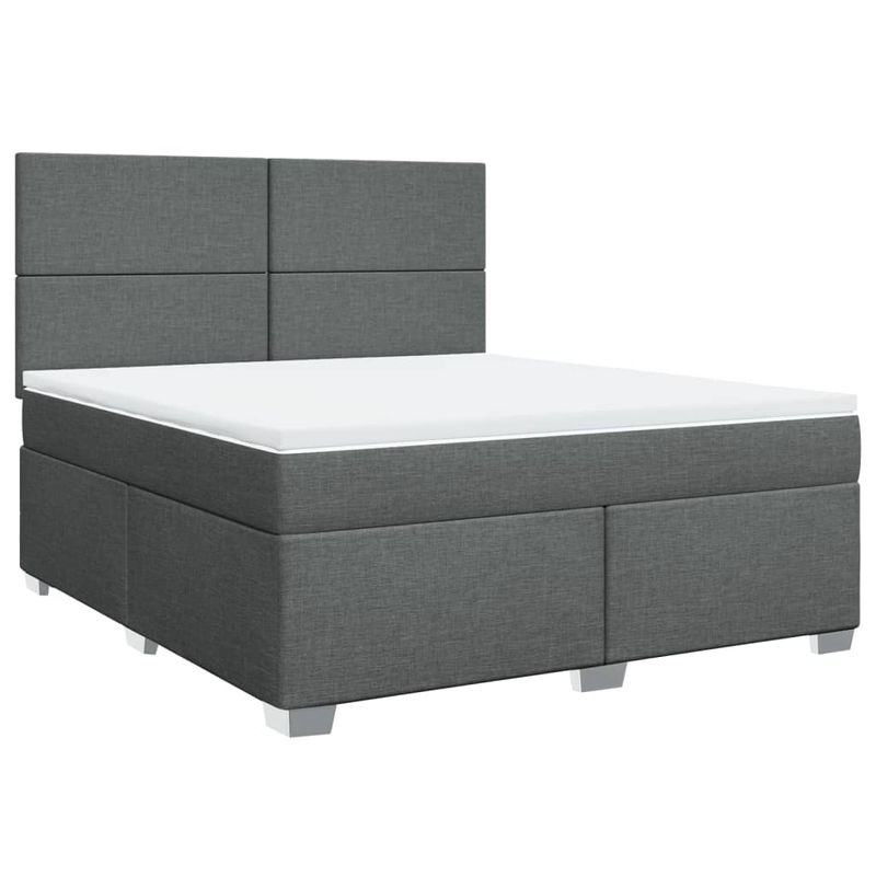 Casa si Gradina - Mobilier - Paturi si accesorii - Paturi - Pat box spring cu saltea, gri inchis, 180x200 cm, textil - Infinity.ro
