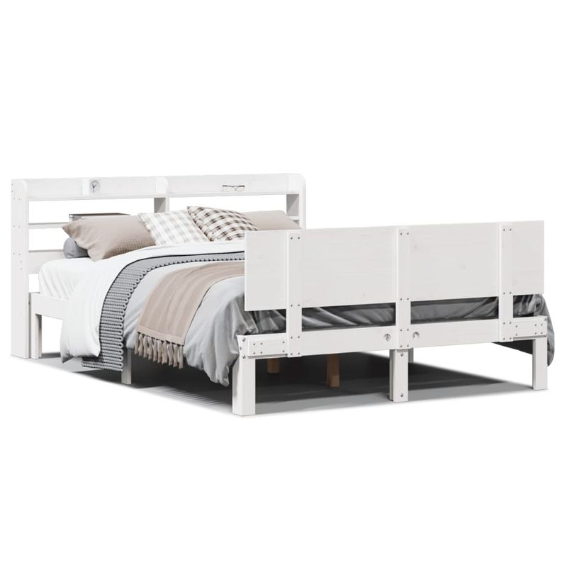 Casa si Gradina - Mobilier - Paturi si accesorii - Paturi - Cadru de pat cu tablie, alb, 150x200 cm lemn masiv pin - Infinity.ro