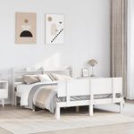 Casa si Gradina - Mobilier - Paturi si accesorii - Paturi - Cadru de pat cu tablie, alb, 150x200 cm lemn masiv pin - Infinity.ro