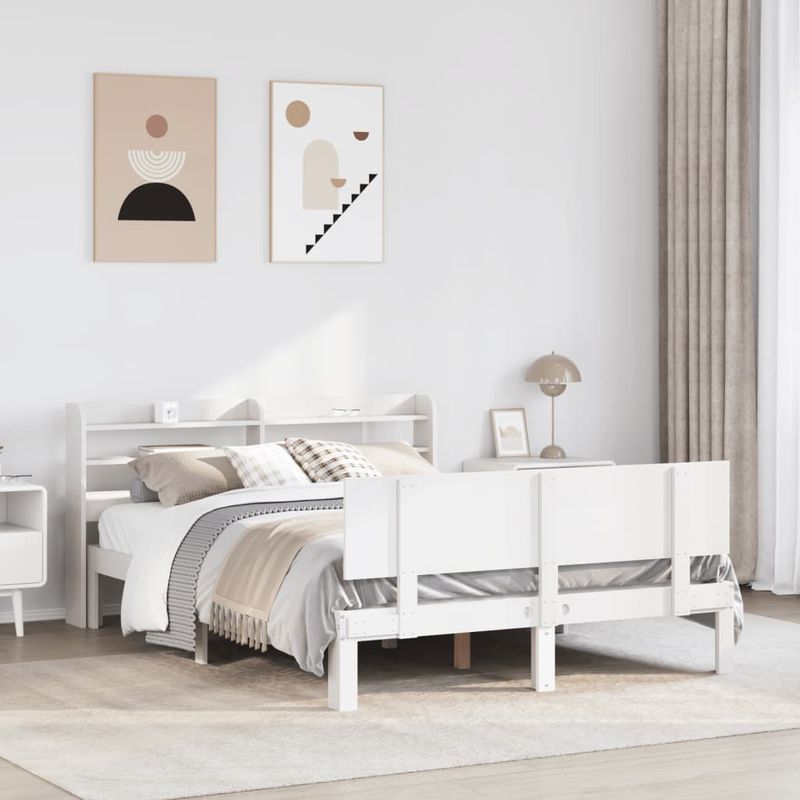 Casa si Gradina - Mobilier - Paturi si accesorii - Paturi - Cadru de pat cu tablie, alb, 150x200 cm lemn masiv pin - Infinity.ro