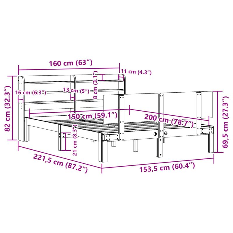 Casa si Gradina - Mobilier - Paturi si accesorii - Paturi - Cadru de pat cu tablie, alb, 150x200 cm lemn masiv pin - Infinity.ro