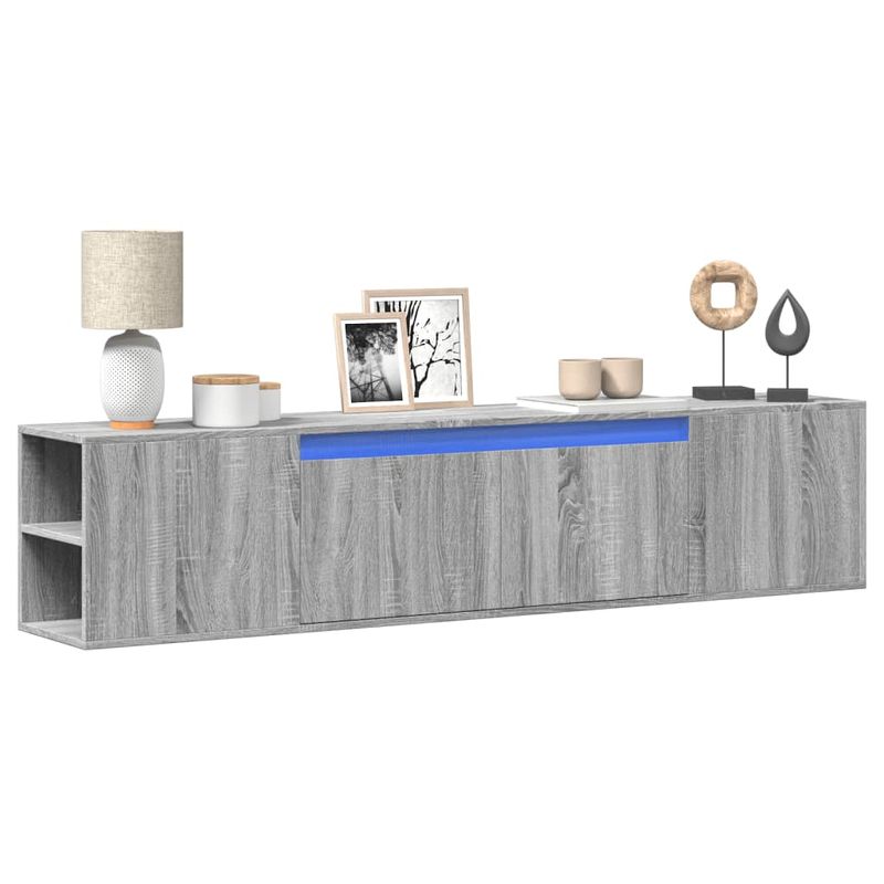 Casa si Gradina - Mobilier - Comode si corpuri - Comode - Comoda TV de perete cu lumini LED, gri sonoma, 180x31x39,5 cm - Infinity.ro