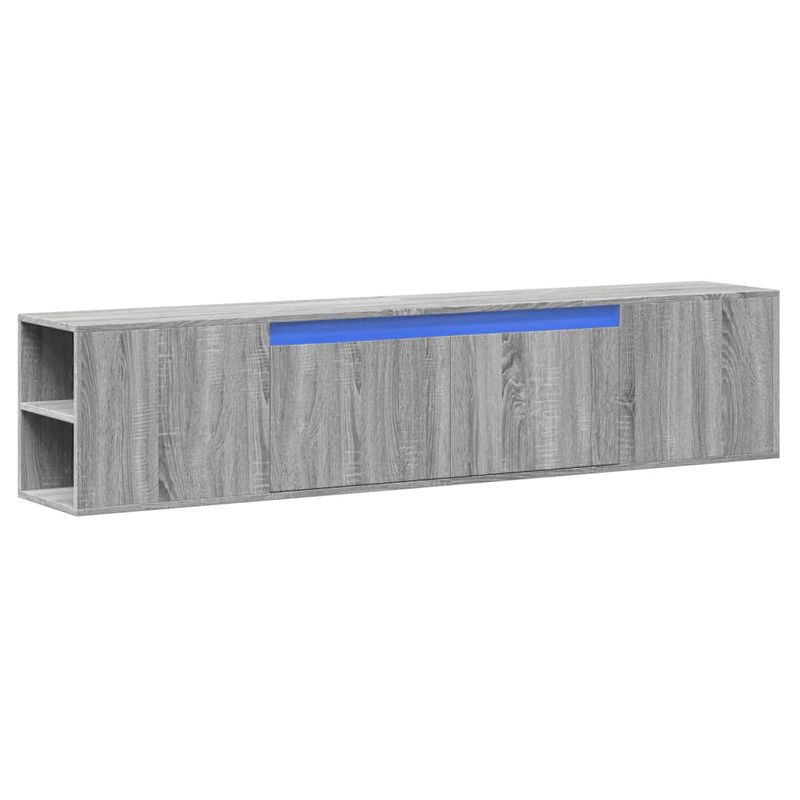 Casa si Gradina - Mobilier - Comode si corpuri - Comode - Comoda TV de perete cu lumini LED, gri sonoma, 180x31x39,5 cm - Infinity.ro
