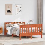 Casa si Gradina - Mobilier - Paturi si accesorii - Paturi - Cadru pat fara saltea, maro ceruit, 160x200 cm, lemn masiv pin - Infinity.ro