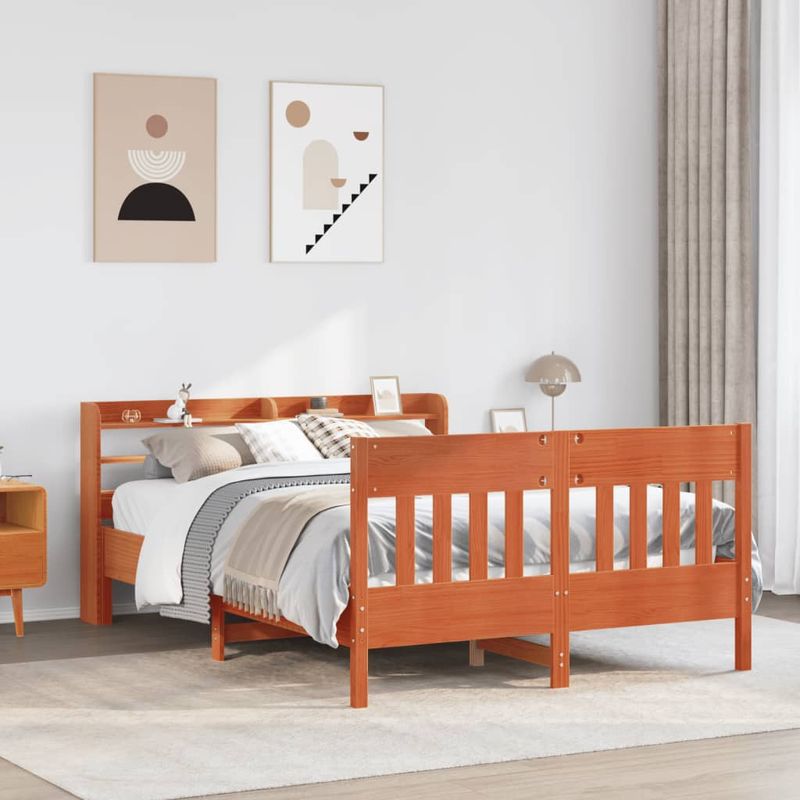 Casa si Gradina - Mobilier - Paturi si accesorii - Paturi - Cadru pat fara saltea, maro ceruit, 160x200 cm, lemn masiv pin - Infinity.ro