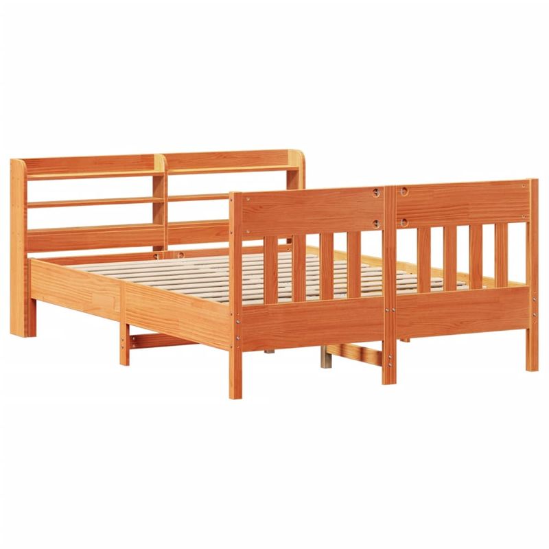 Casa si Gradina - Mobilier - Paturi si accesorii - Paturi - Cadru pat fara saltea, maro ceruit, 160x200 cm, lemn masiv pin - Infinity.ro