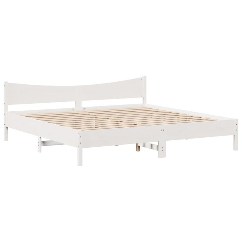 Casa si Gradina - Mobilier - Paturi si accesorii - Paturi - Cadru de pat cu tablie, alb, 180x200 cm, lemn masiv de pin - Infinity.ro