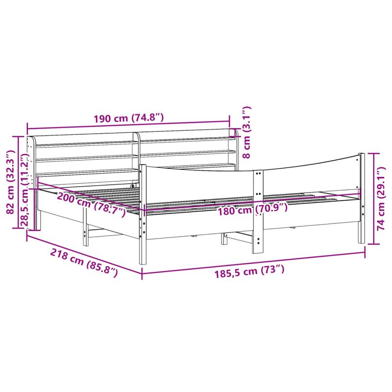 Casa si Gradina - Mobilier - Paturi si accesorii - Paturi - Cadru de pat cu tablie, alb, 180x200 cm, lemn masiv de pin - Infinity.ro