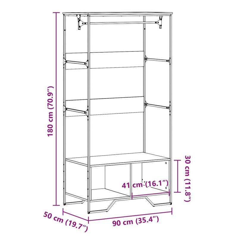 Casa si Gradina - Mobilier - Organizare si depozitare - Cuiere - Sifonier, gri sonoma, 90x50x180 cm, lemn prelucrat - Infinity.ro