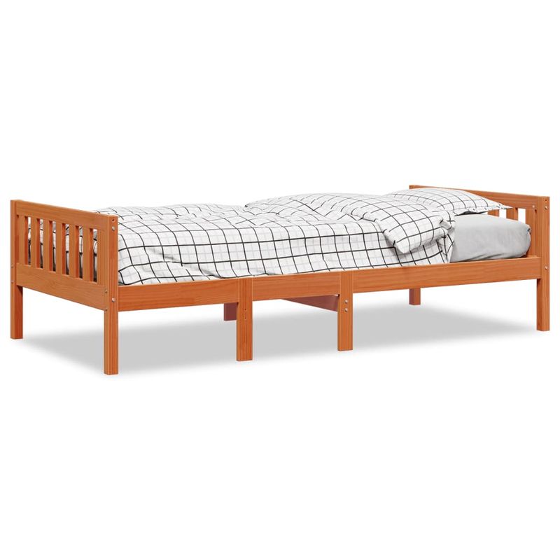 Casa si Gradina - Mobilier - Paturi si accesorii - Paturi - Pat pentru copii fara saltea, maro, 75x190 cm, lemn masiv pin - Infinity.ro