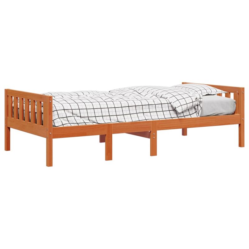 Casa si Gradina - Mobilier - Paturi si accesorii - Paturi - Pat pentru copii fara saltea, maro, 75x190 cm, lemn masiv pin - Infinity.ro