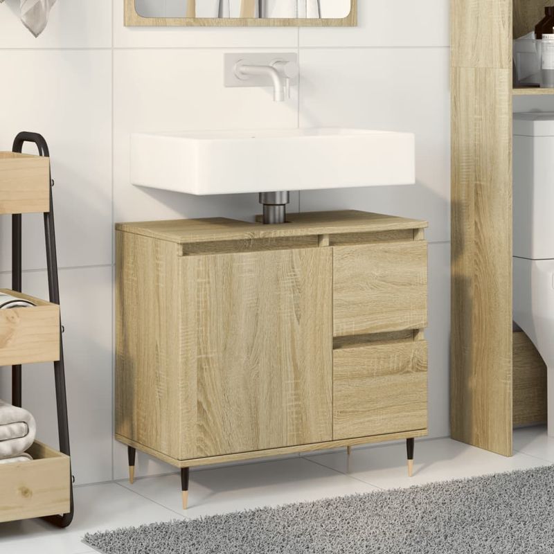 Casa si Gradina - Mobilier - Mobilier baie - Comode baie - Dulap de chiuveta baie stejar sonoma 65x33x60 cm lemn prelucrat - Infinity.ro