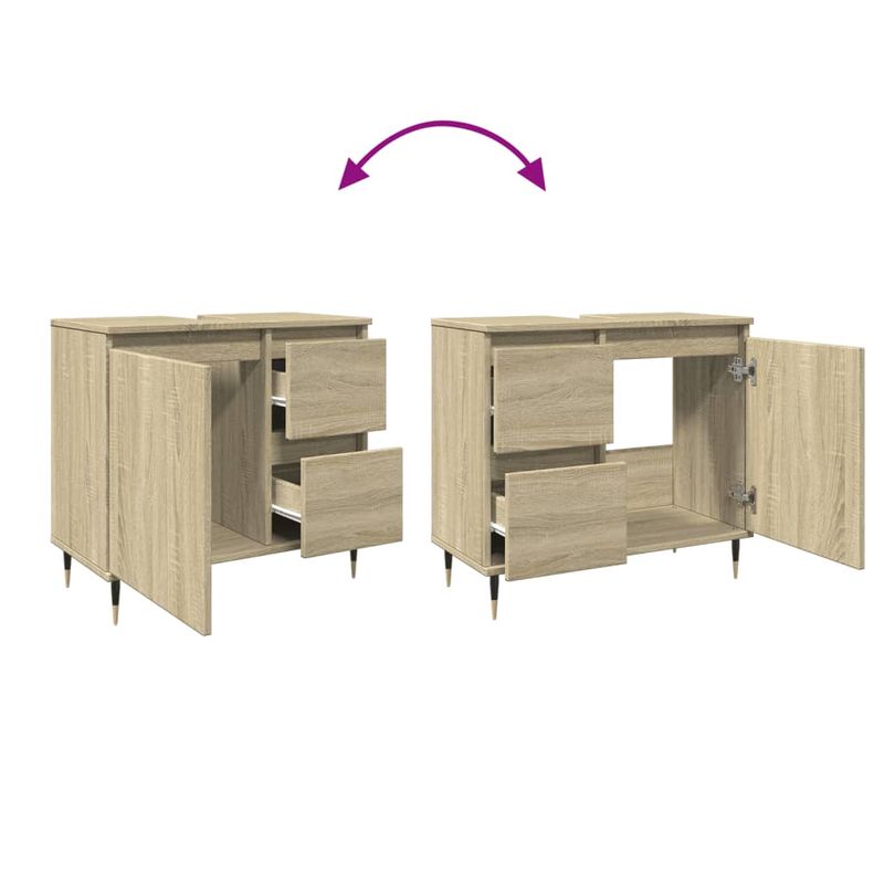 Casa si Gradina - Mobilier - Mobilier baie - Comode baie - Dulap de chiuveta baie stejar sonoma 65x33x60 cm lemn prelucrat - Infinity.ro