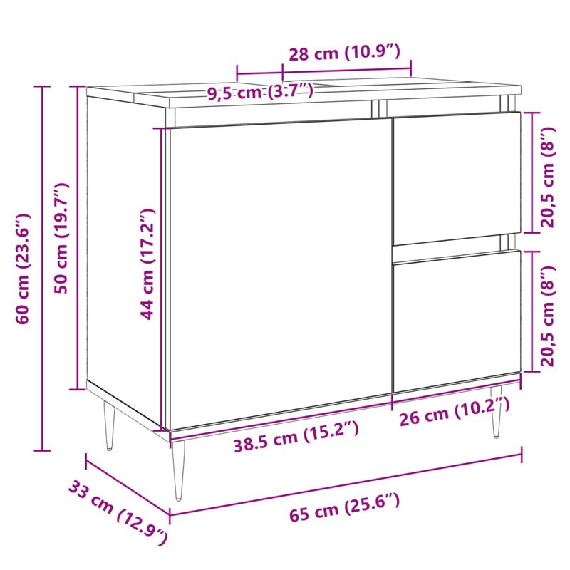 Casa si Gradina - Mobilier - Mobilier baie - Comode baie - Dulap de chiuveta baie stejar sonoma 65x33x60 cm lemn prelucrat - Infinity.ro