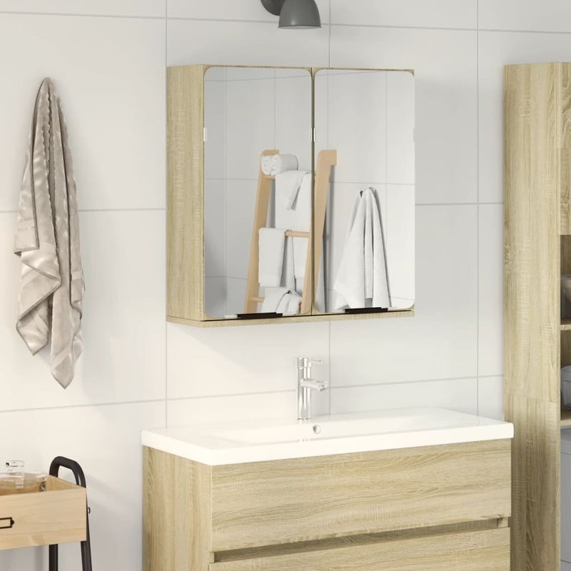 Casa si Gradina - Mobilier - Mobilier baie - Comode baie - Dulap oglinda baie stejar sonoma 64,5x20x66,5 cm lemn prelucrat - Infinity.ro