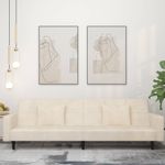 Casa si Gradina - Mobilier - Canapele si coltare - Canapele - Canapea extensibila cu 2 locuri, 2 perne, crem, catifea - Infinity.ro