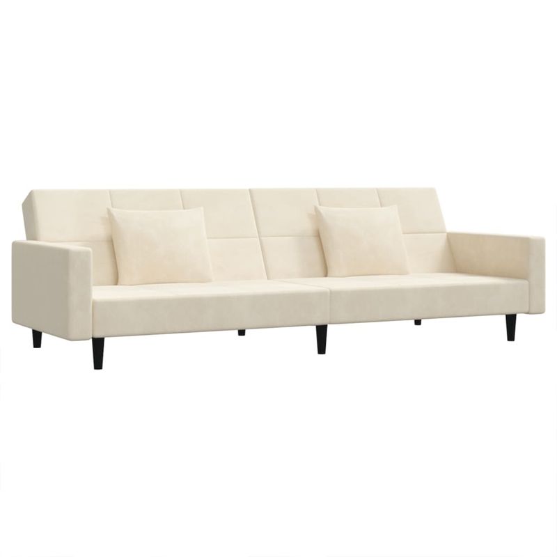 Casa si Gradina - Mobilier - Canapele si coltare - Canapele - Canapea extensibila cu 2 locuri, 2 perne, crem, catifea - Infinity.ro