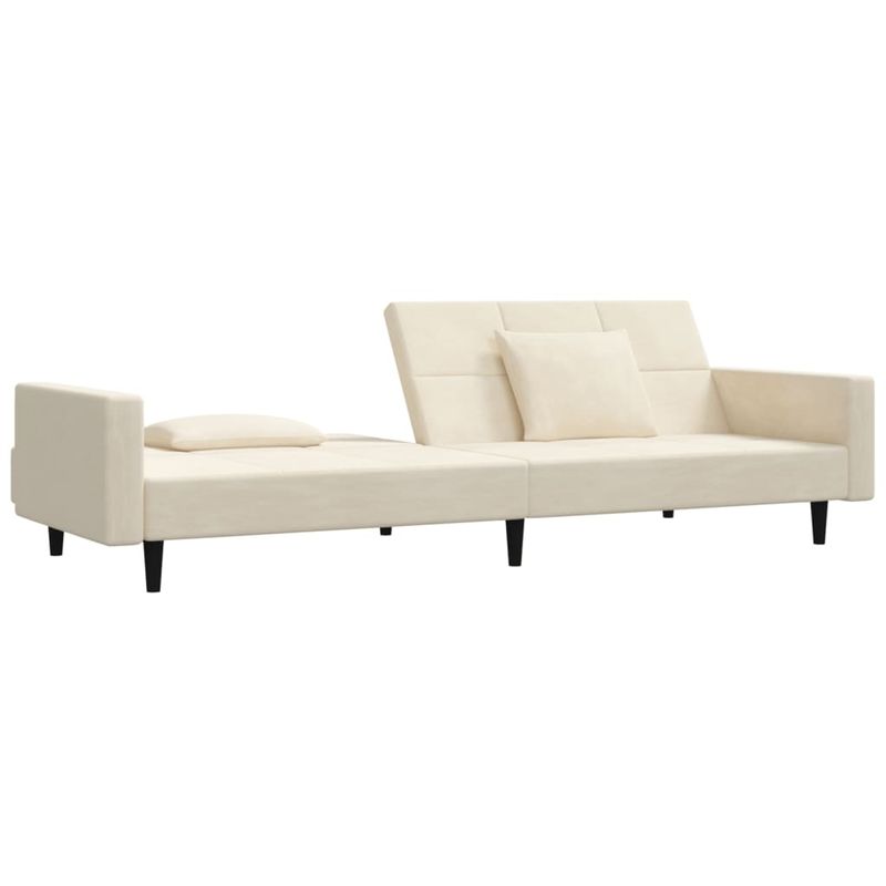 Casa si Gradina - Mobilier - Canapele si coltare - Canapele - Canapea extensibila cu 2 locuri, 2 perne, crem, catifea - Infinity.ro