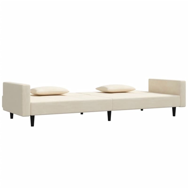 Casa si Gradina - Mobilier - Canapele si coltare - Canapele - Canapea extensibila cu 2 locuri, 2 perne, crem, catifea - Infinity.ro