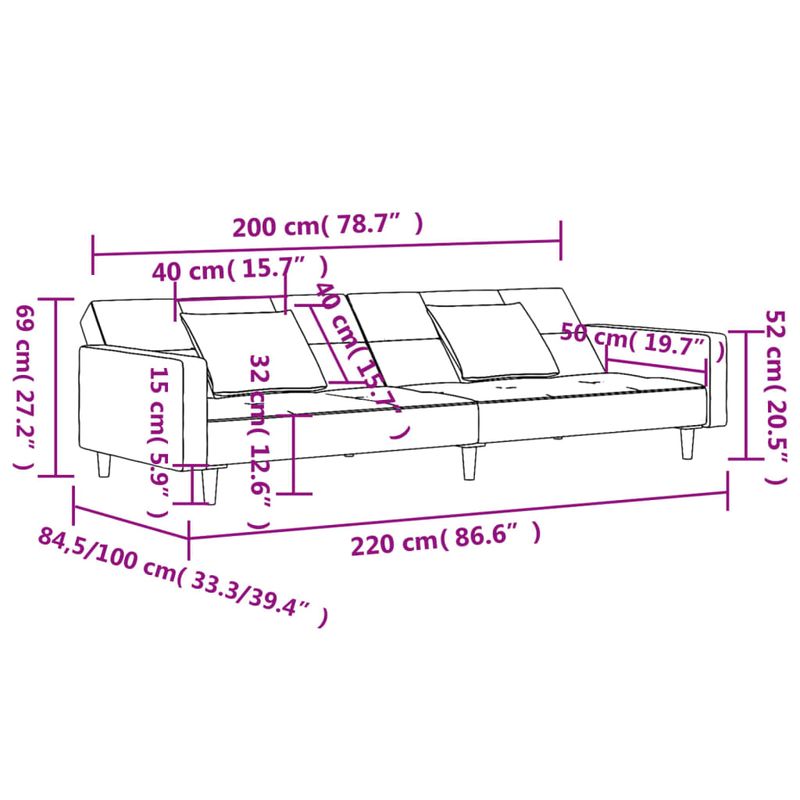 Casa si Gradina - Mobilier - Canapele si coltare - Canapele - Canapea extensibila cu 2 locuri, 2 perne, crem, catifea - Infinity.ro