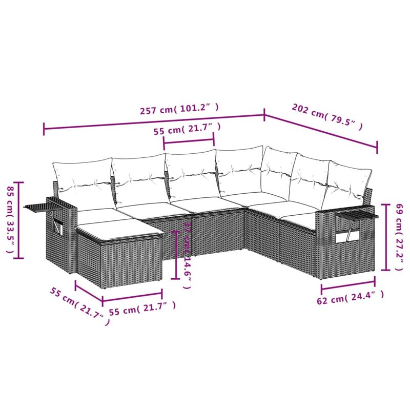 Casa si Gradina - Gradina si terasa - Mobilier exterior - Seturi mobila gradina - Set canapele de gradina cu perne, 7piese gri deschis poliratan - Infinity.ro