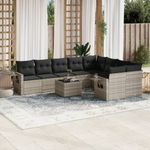 Casa si Gradina - Gradina si terasa - Mobilier exterior - Seturi mobila gradina - Set canapele de gradina cu perne 10 piese gri deschis poliratan - Infinity.ro