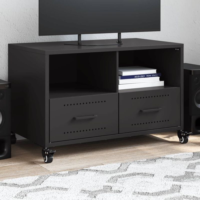 Casa si Gradina - Mobilier - Comode si corpuri - Comode - Dulap TV, negru, 68x39x43,5 cm, otel laminat la rece - Infinity.ro