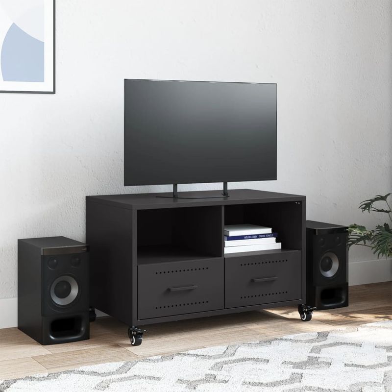 Casa si Gradina - Mobilier - Comode si corpuri - Comode - Dulap TV, negru, 68x39x43,5 cm, otel laminat la rece - Infinity.ro