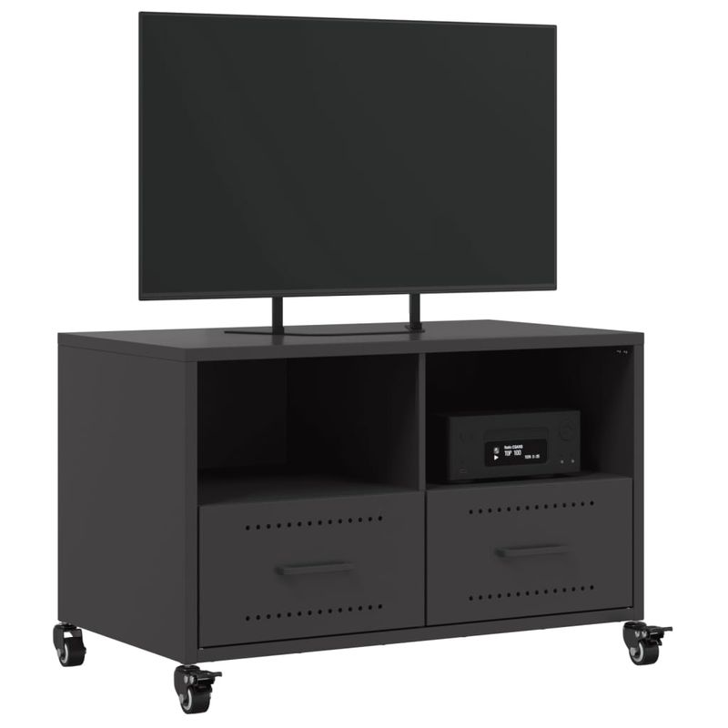 Casa si Gradina - Mobilier - Comode si corpuri - Comode - Dulap TV, negru, 68x39x43,5 cm, otel laminat la rece - Infinity.ro