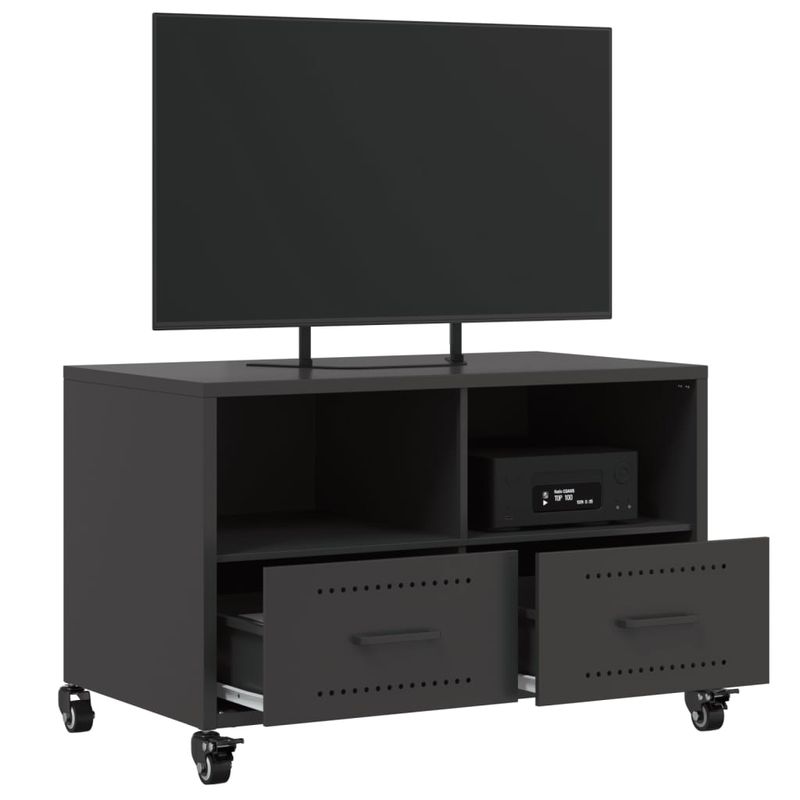 Casa si Gradina - Mobilier - Comode si corpuri - Comode - Dulap TV, negru, 68x39x43,5 cm, otel laminat la rece - Infinity.ro