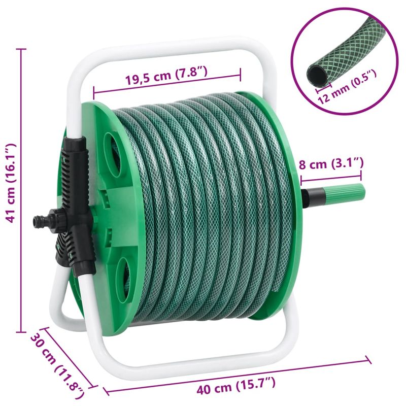 Casa si Gradina - Gradinarit si plante - Instalatii si accesorii pentru irigatii - Furtunuri de gradina si accesorii - Tambur pentru furtun autonom, verde, cu furtun PVC de 30 m, volum 45 m - Infinity.ro