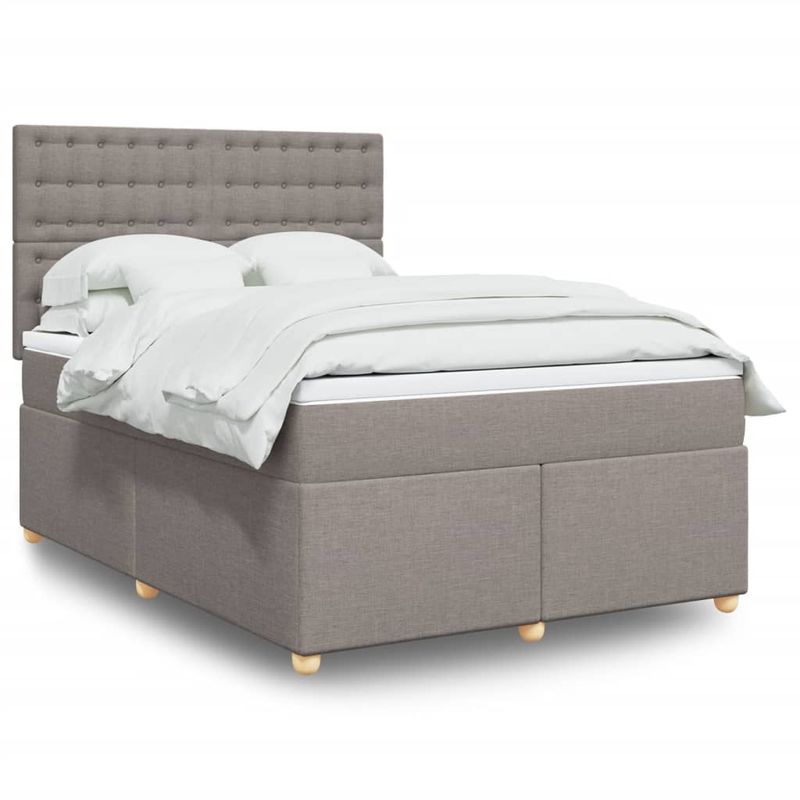 Casa si Gradina - Mobilier - Paturi si accesorii - Paturi - Pat box spring cu saltea, gri taupe, 140x200 cm, textil - Infinity.ro