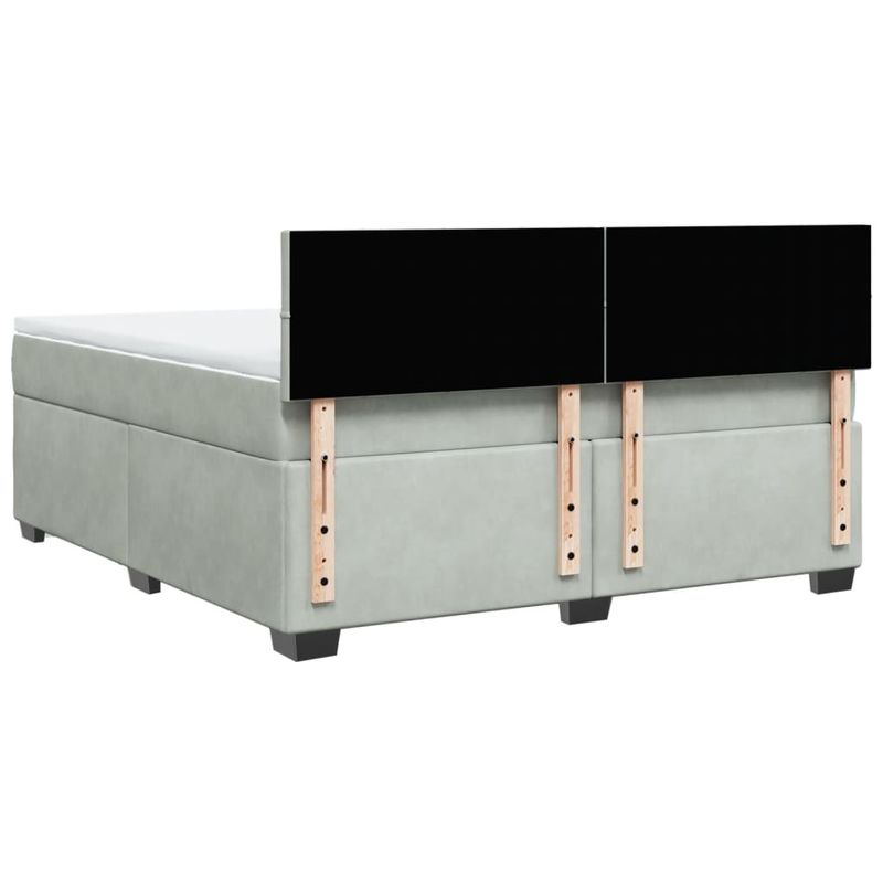 Casa si Gradina - Mobilier - Paturi si accesorii - Paturi - Pat box spring cu saltea, gri deschis, 180x200 cm, catifea - Infinity.ro