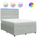 Casa si Gradina - Mobilier - Paturi si accesorii - Paturi - Pat box spring cu saltea, gri deschis, 140x190 cm, catifea - Infinity.ro