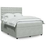 Casa si Gradina - Mobilier - Paturi si accesorii - Paturi - Pat box spring cu saltea, gri deschis, 140x190 cm, catifea - Infinity.ro