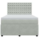 Casa si Gradina - Mobilier - Paturi si accesorii - Paturi - Pat box spring cu saltea, gri deschis, 140x190 cm, catifea - Infinity.ro