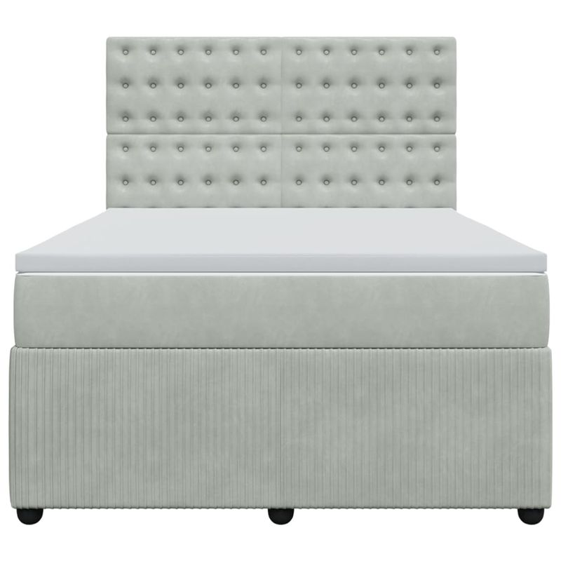 Casa si Gradina - Mobilier - Paturi si accesorii - Paturi - Pat box spring cu saltea, gri deschis, 140x190 cm, catifea - Infinity.ro