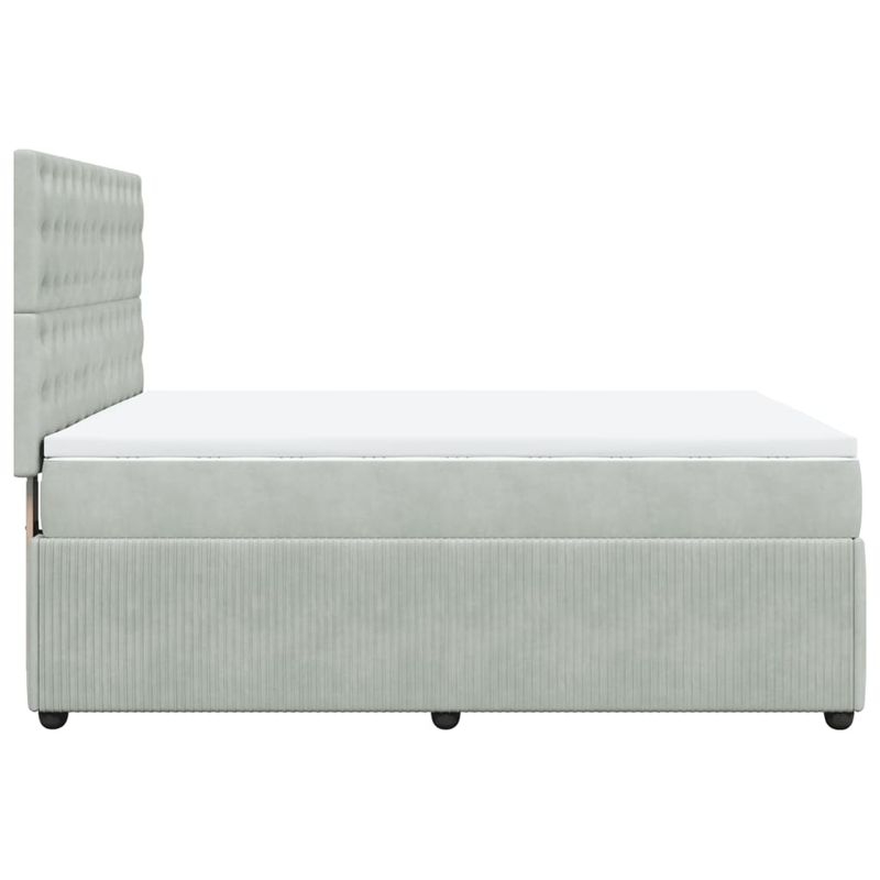Casa si Gradina - Mobilier - Paturi si accesorii - Paturi - Pat box spring cu saltea, gri deschis, 140x190 cm, catifea - Infinity.ro