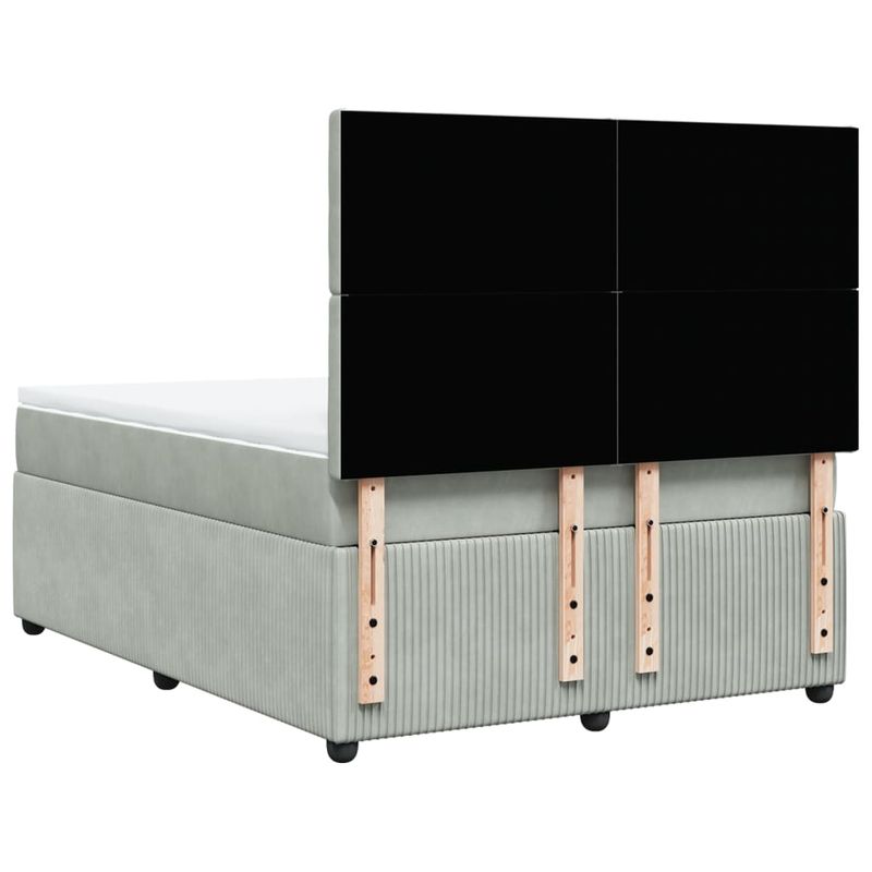 Casa si Gradina - Mobilier - Paturi si accesorii - Paturi - Pat box spring cu saltea, gri deschis, 140x190 cm, catifea - Infinity.ro