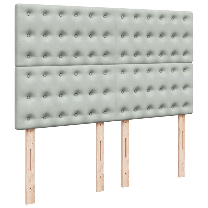 Casa si Gradina - Mobilier - Paturi si accesorii - Paturi - Pat box spring cu saltea, gri deschis, 140x190 cm, catifea - Infinity.ro