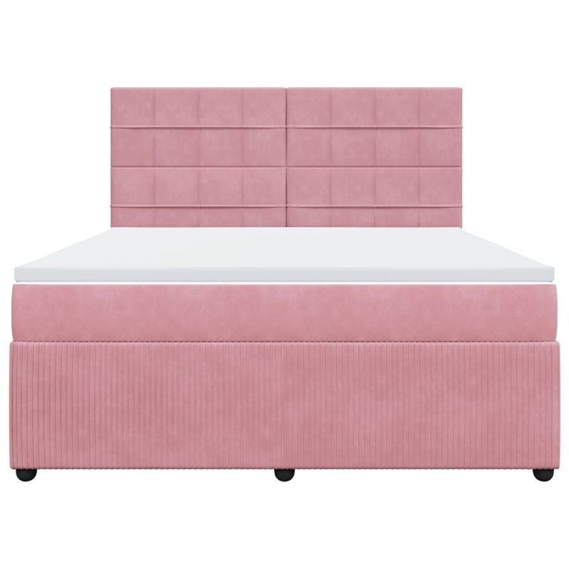 Casa si Gradina - Mobilier - Paturi si accesorii - Paturi - Pat box spring cu saltea, roz, 180x200 cm, catifea - Infinity.ro
