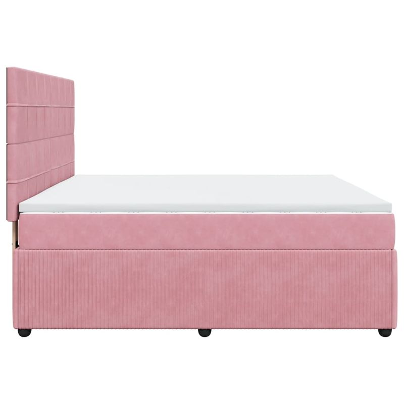 Casa si Gradina - Mobilier - Paturi si accesorii - Paturi - Pat box spring cu saltea, roz, 180x200 cm, catifea - Infinity.ro