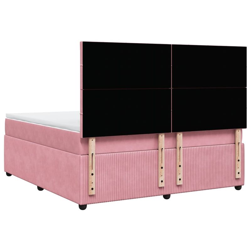 Casa si Gradina - Mobilier - Paturi si accesorii - Paturi - Pat box spring cu saltea, roz, 180x200 cm, catifea - Infinity.ro