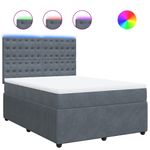 Casa si Gradina - Mobilier - Paturi si accesorii - Paturi - Pat box spring cu saltea, gri inchis, 140x200 cm, catifea - Infinity.ro