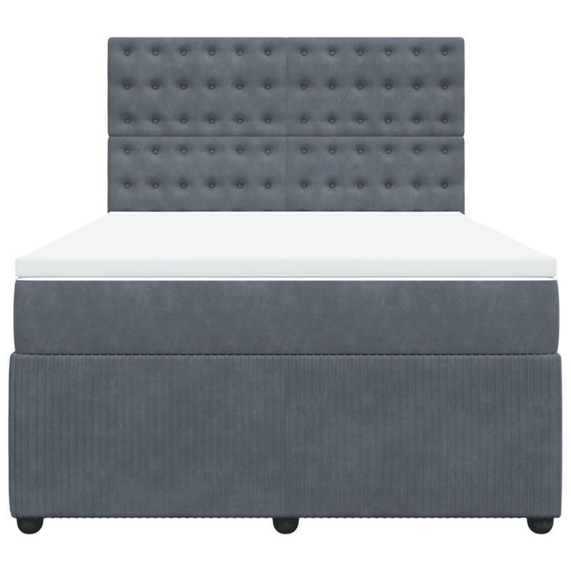 Casa si Gradina - Mobilier - Paturi si accesorii - Paturi - Pat box spring cu saltea, gri inchis, 140x200 cm, catifea - Infinity.ro