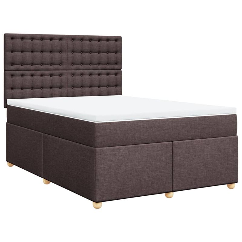 Casa si Gradina - Mobilier - Paturi si accesorii - Paturi - Pat box spring cu saltea, maro inchis, 140x200 cm, textil - Infinity.ro