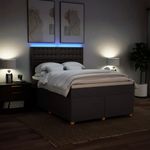 Casa si Gradina - Mobilier - Paturi si accesorii - Paturi - Pat box spring cu saltea, maro inchis, 140x200 cm, textil - Infinity.ro
